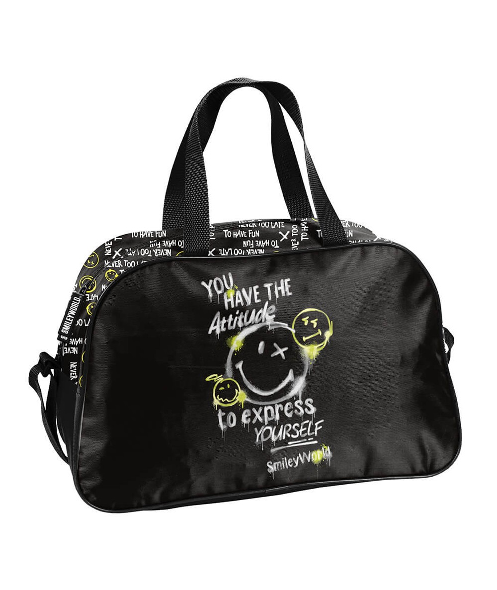 Pojemna torba na basen sportowa czarna w emotki PASO