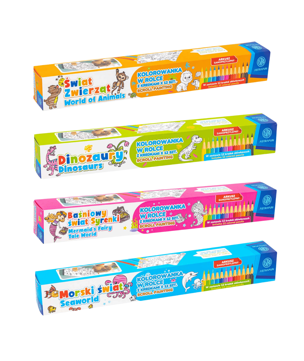 Kolorowanka duża samoprzylepna z kredkami ASTRAFUN