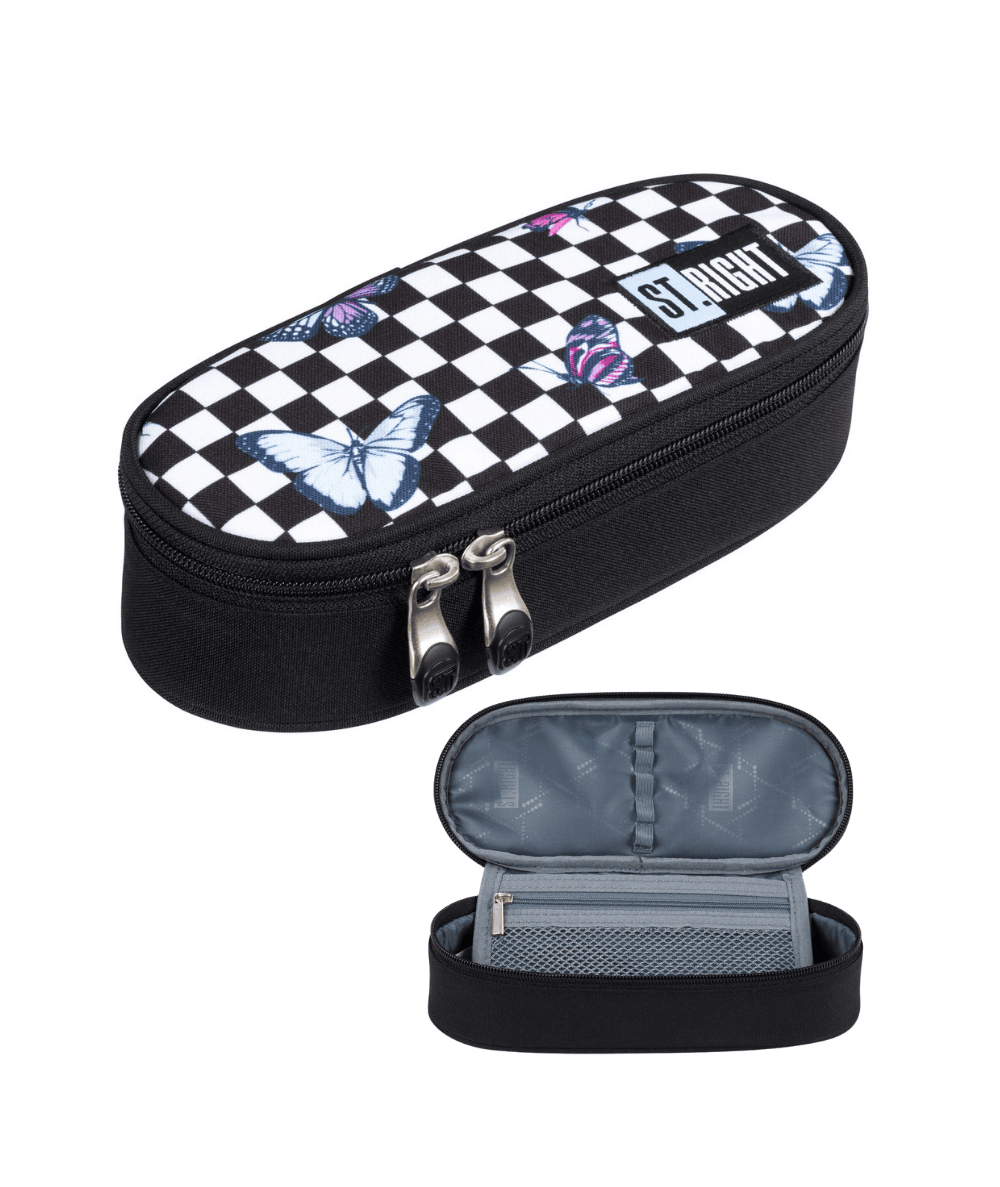 Pi&oacute;rnik w szachownicę i motyle USZTYWNIONY Z KLAPKĄ ST.RIGHT