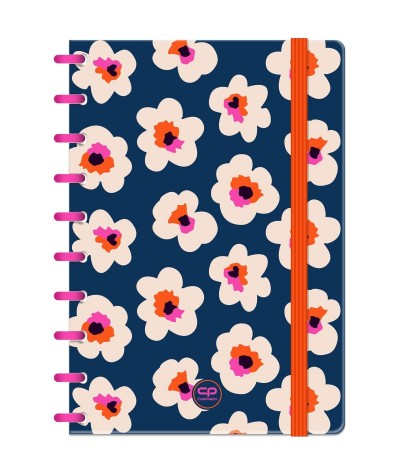 Granatowy brulion na spirali w kwiaty COOLPACK