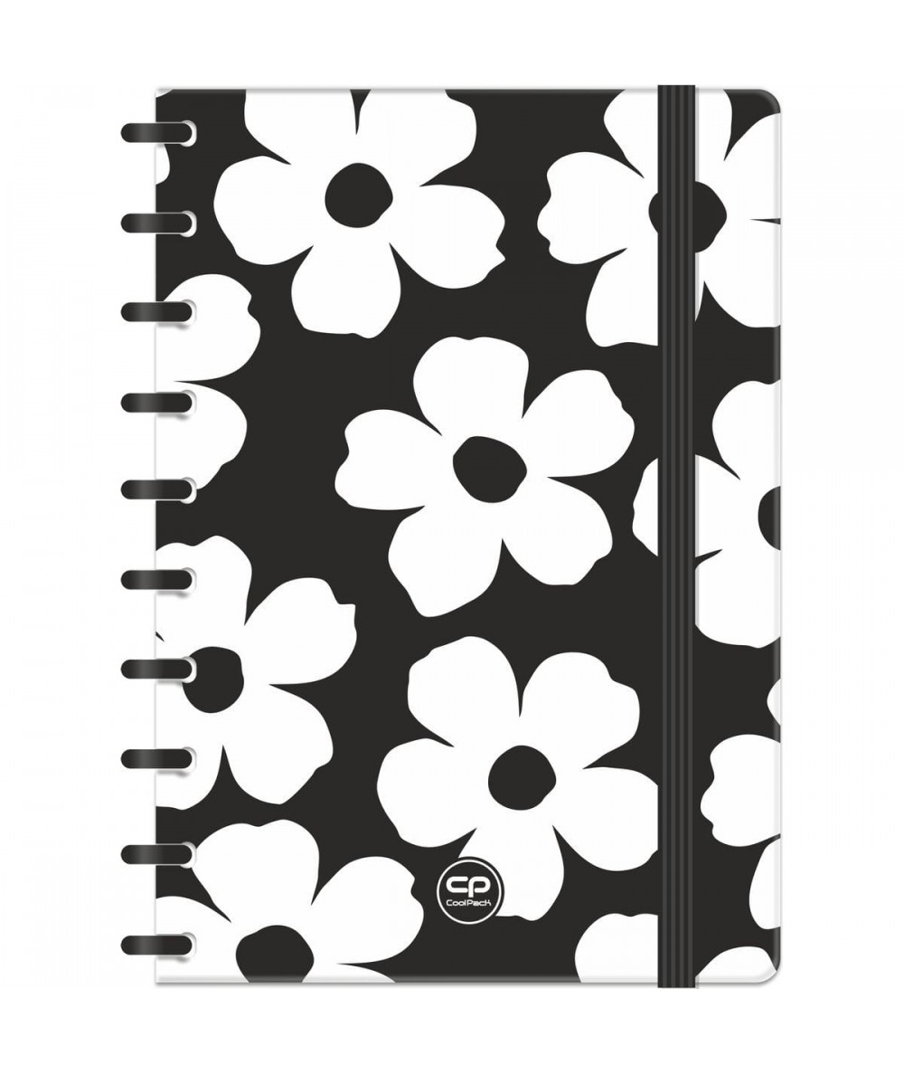 Czarny kołonotes w białe kwiaty FLORES JASMINE CoolPack