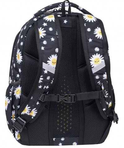 Plecak z paskiem piersiowym ergonomiczny czarny w kwaity COOLPACK