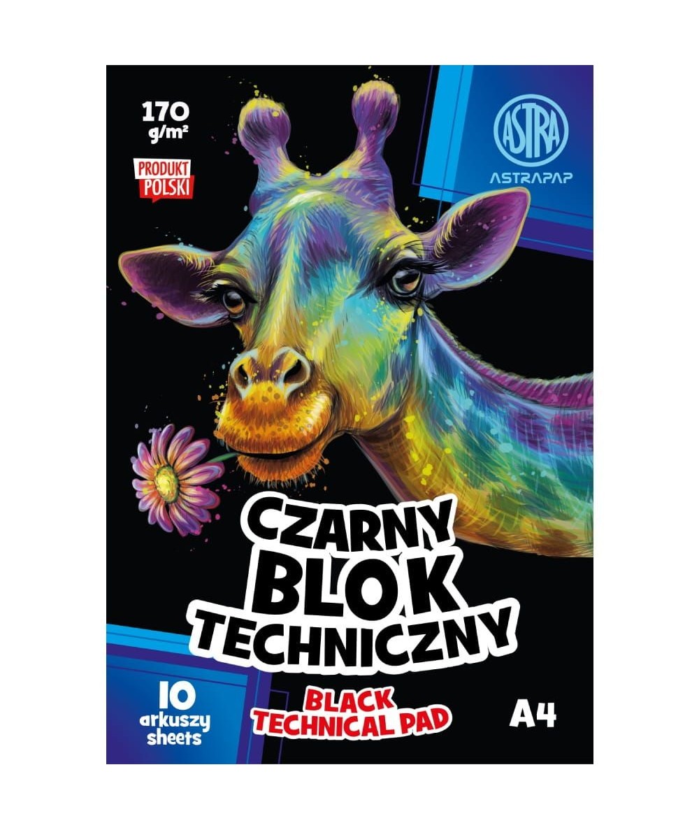 Czarny blok techniczny 170g/m2 10 kartek A4