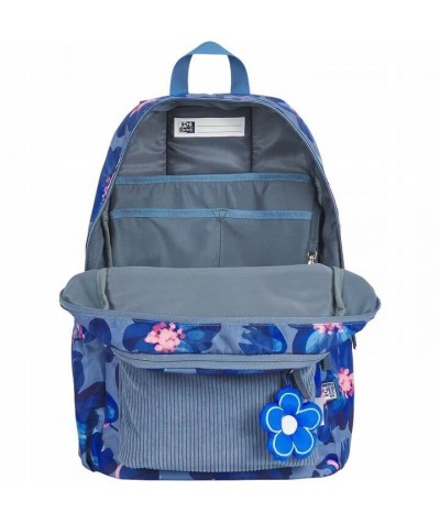 plecak dwukomorowy typu kostka modny OXFORD BLOOM niebieski