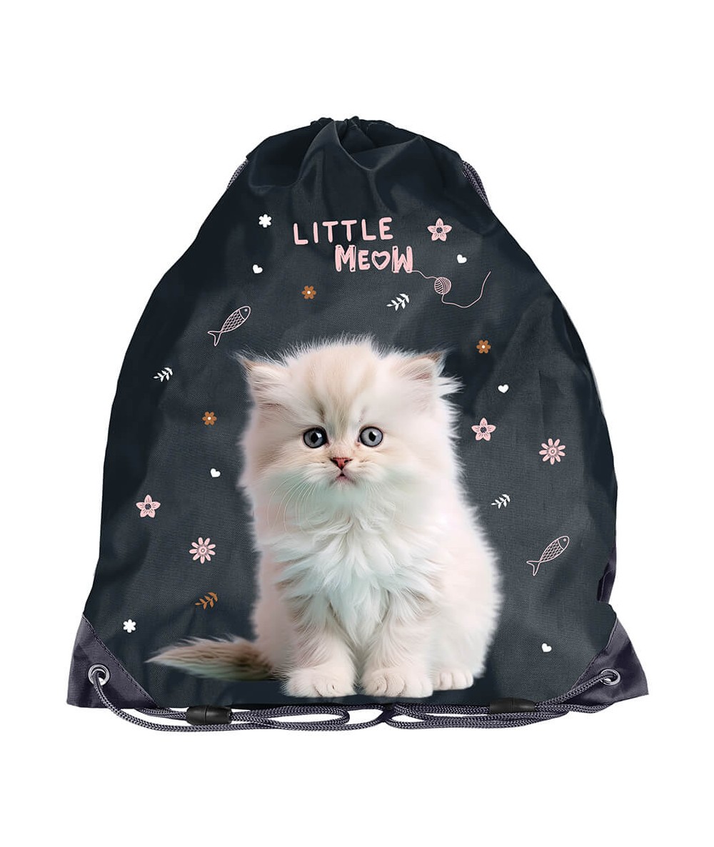 Czarny worek z kotem dla dziewczynki klasa 1-3 PASO