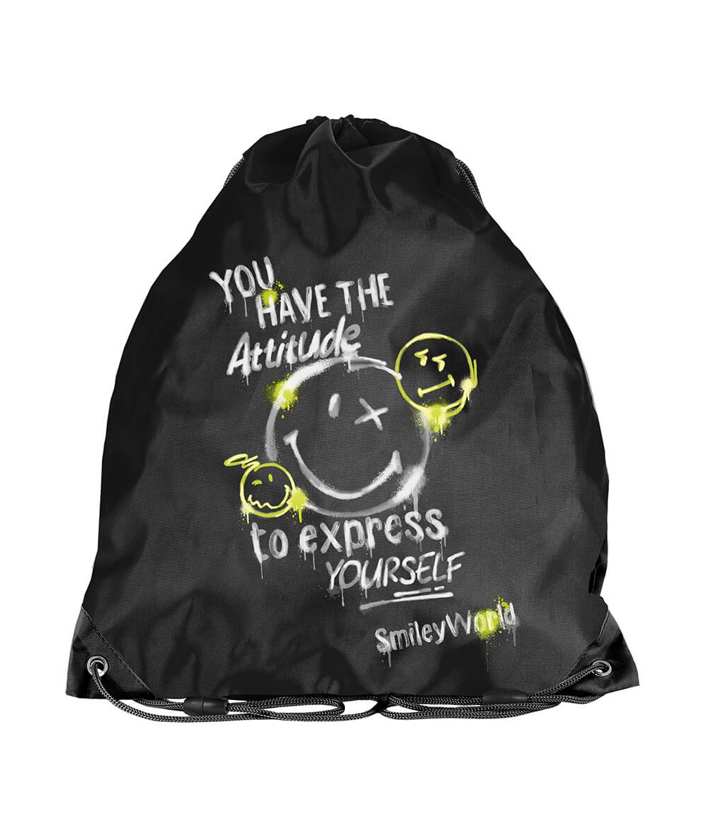 Czarny worek chłopięcy w emotki PASO