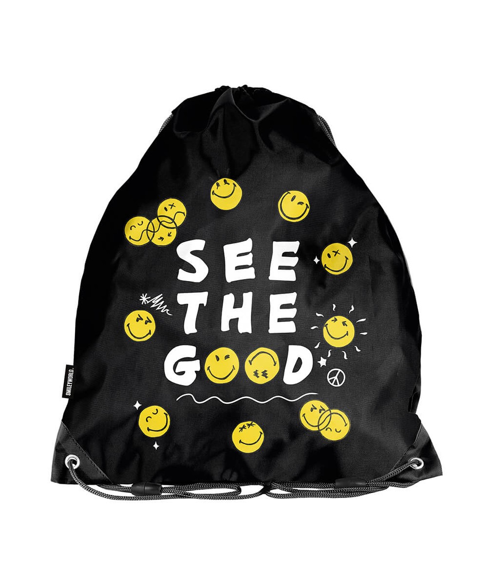 Worek młodzieżowy w emotki SMIELY WORLD ż&oacute;łty czarny