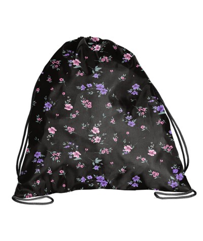 Worek w kolorowe kwiatuszki PASO czarny