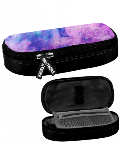 Kolorowy PI&Oacute;RNIK Z KLAPKĄ w emotki galaxy r&oacute;żowo-fioletowy PASO