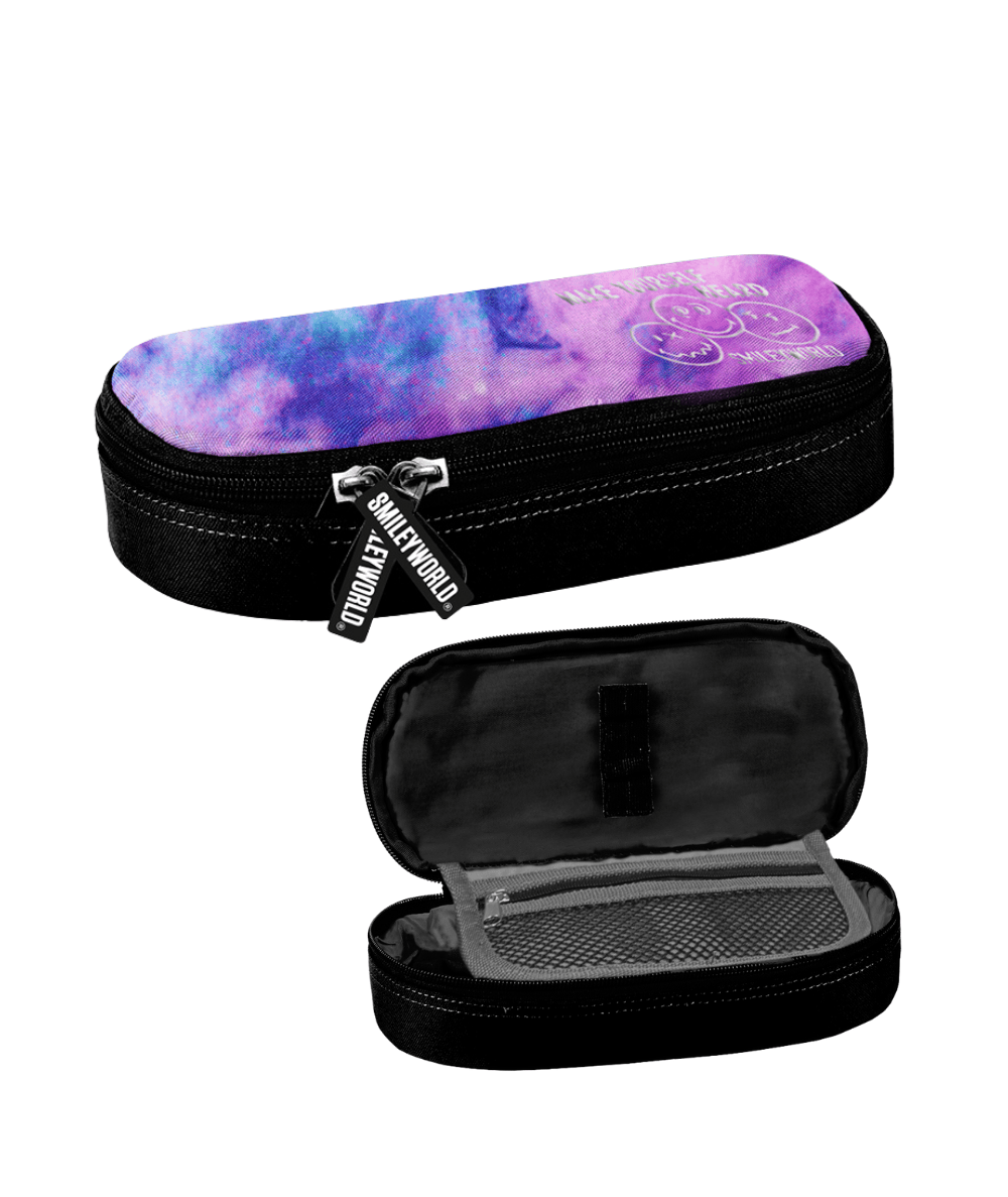 Kolorowy PI&Oacute;RNIK Z KLAPKĄ w emotki galaxy r&oacute;żowo-fioletowy PASO