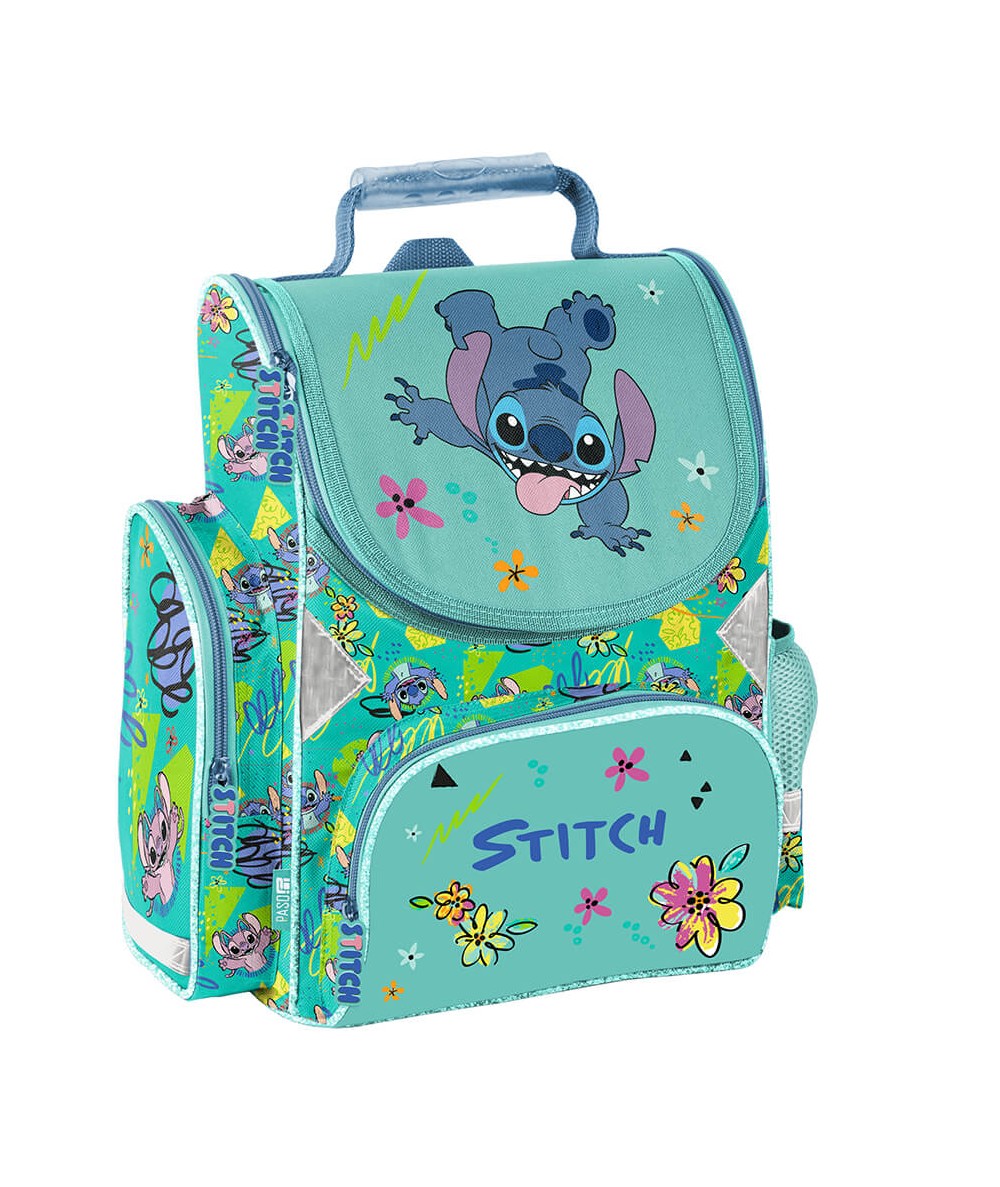 Kolorowy tornister szkolny dla pierwszoklasistki STITCH miętowy PASO 525