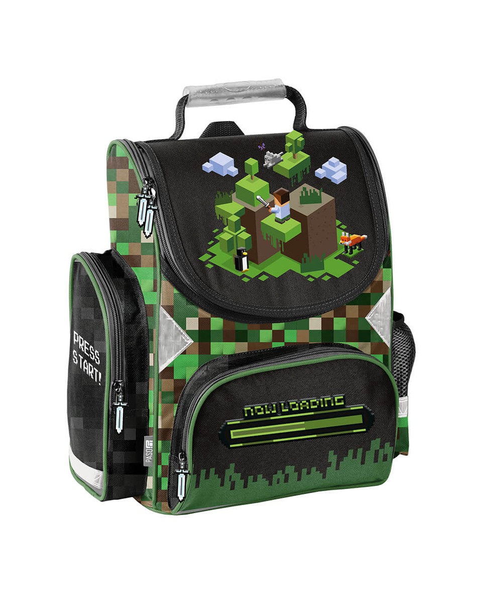 Tornister z Minecraftem CZARNY W BLOCZKI