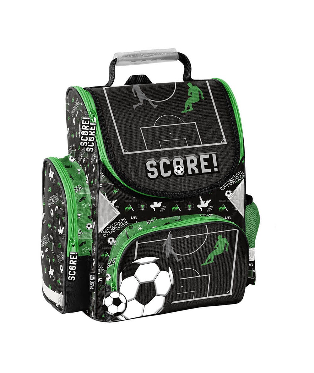 Czarny tornister szkolny w piłkę nożną PASO