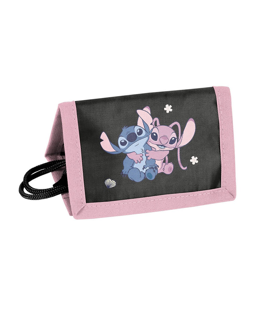 Czarny portfel dla dzieci ze Stitchem i Angel PASO