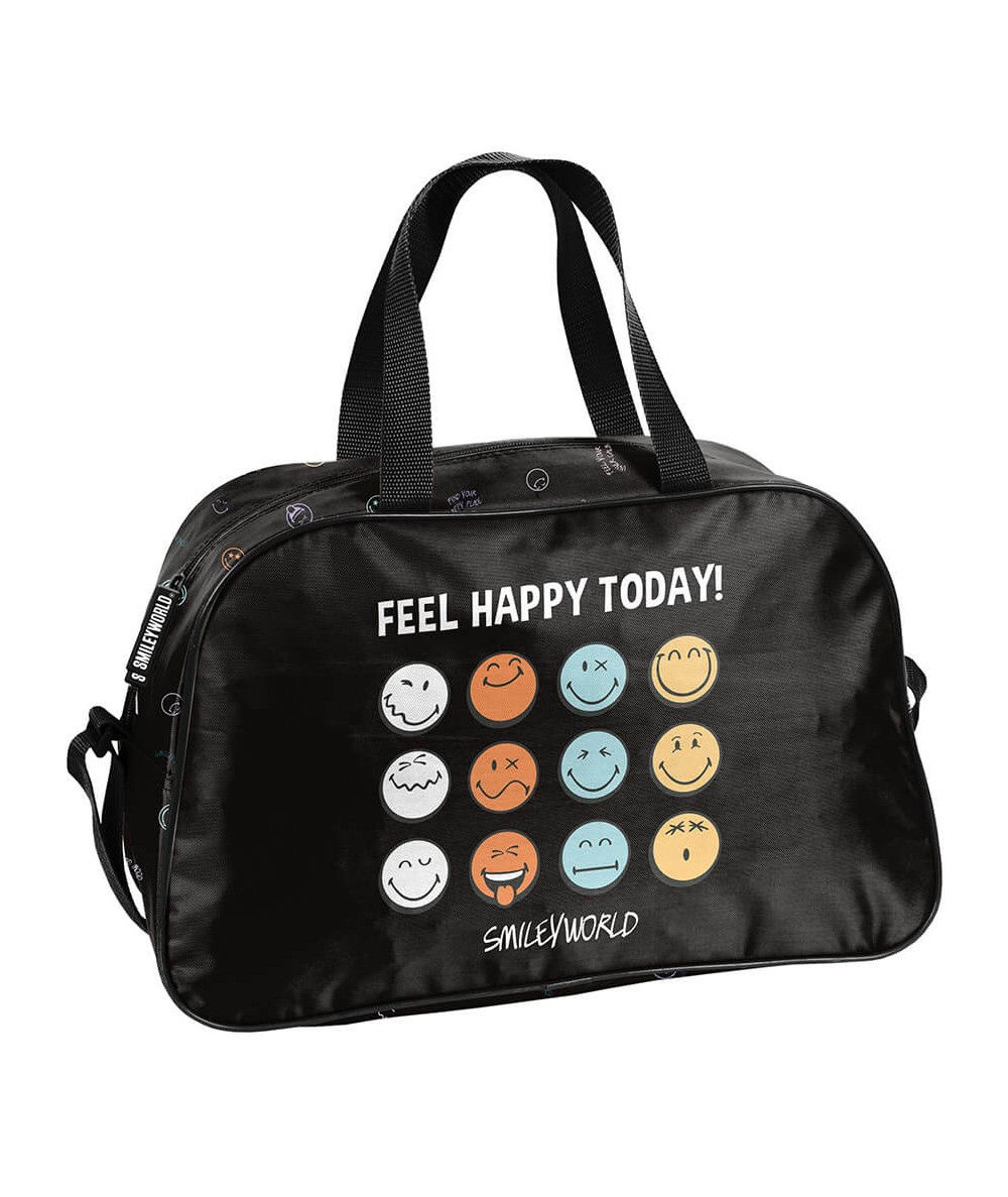 Czarna torba w kolorowe emotki POJEMNA PASO