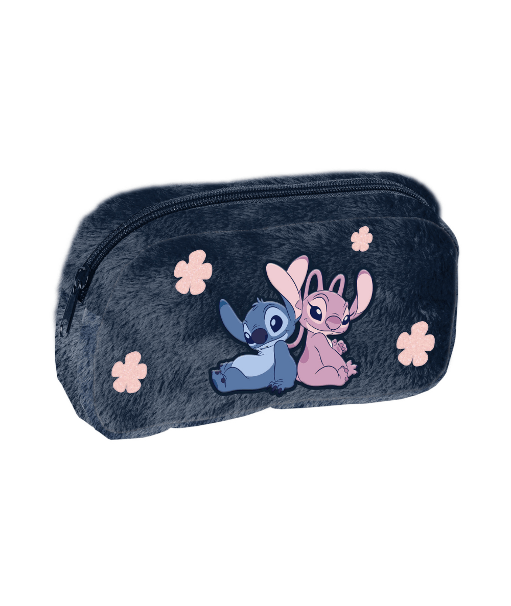 Granatowa saszetka pluszowa STITCH i ANGEL PASO jednokomorowa