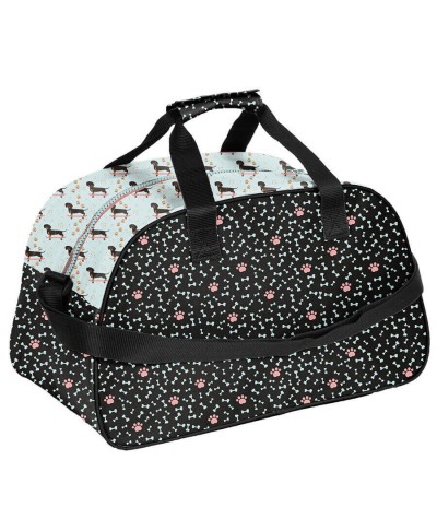 Duża Torba sportowa JAMNIK PIESEK miętowo-czarna PASO podr&oacute;żna