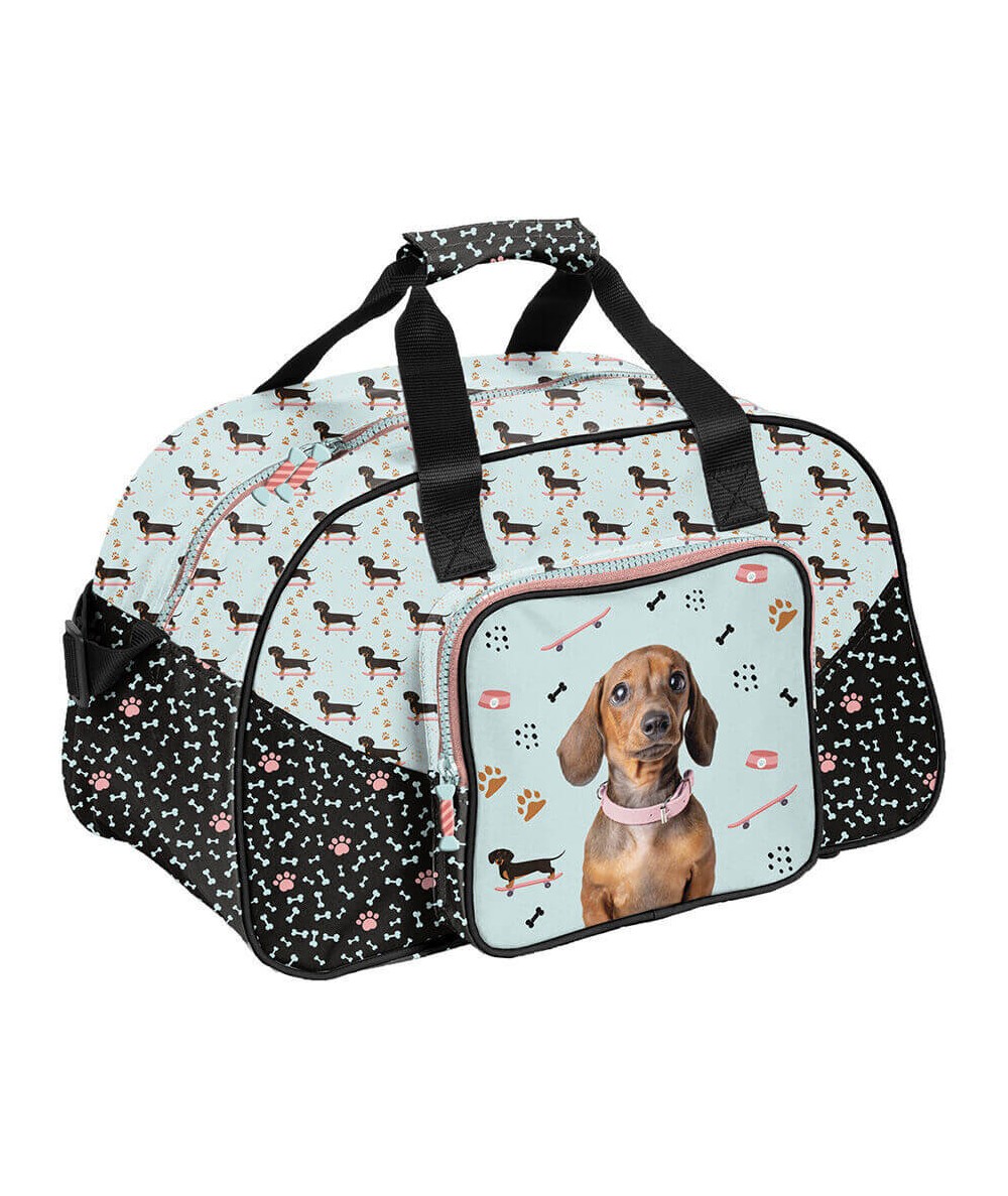 Miętowa torba z jamnikiem duża z kieszenią PASO