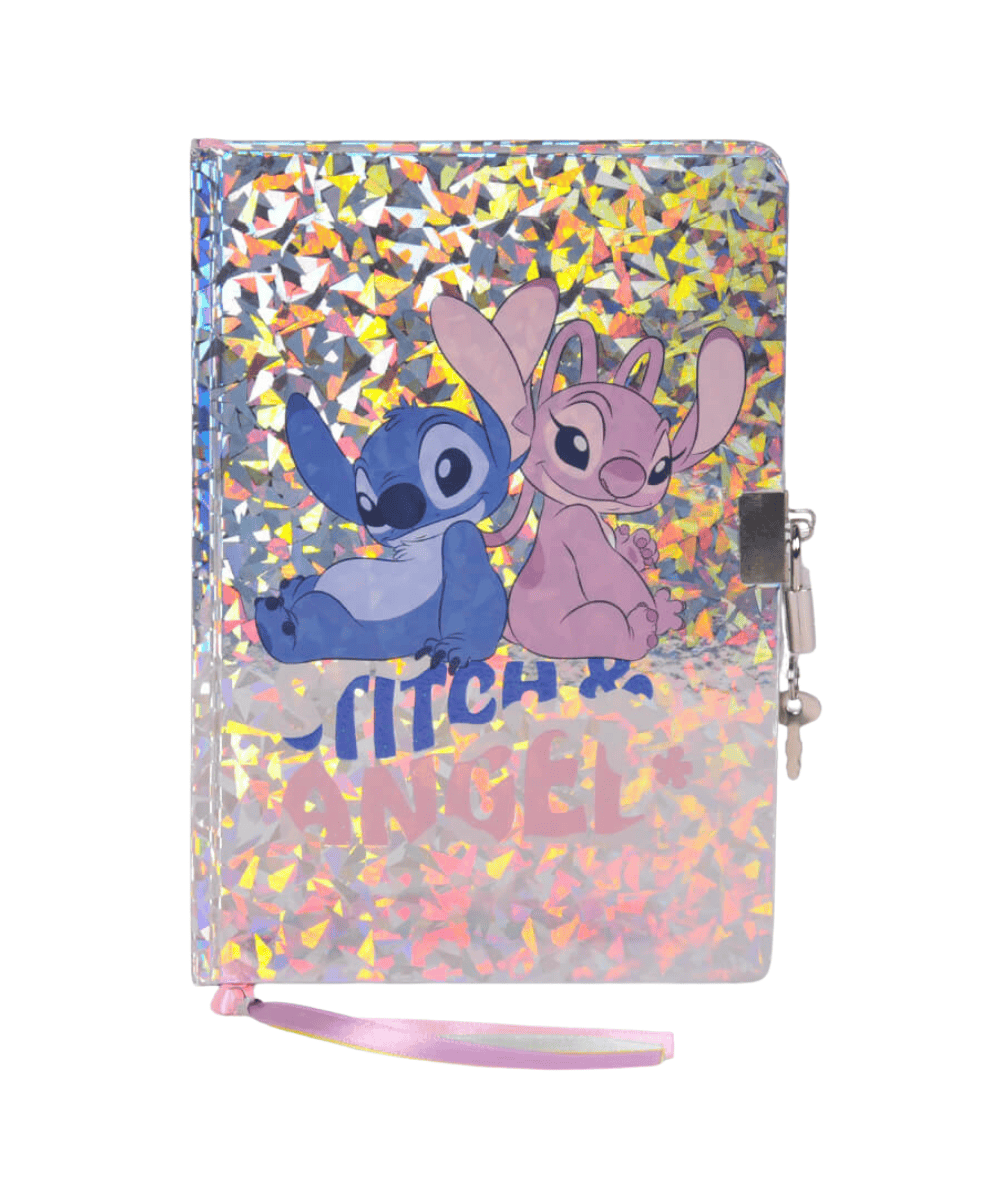Pamiętnik na kł&oacute;dkę PASO ze Stitchem i Angel okładka holograficzna