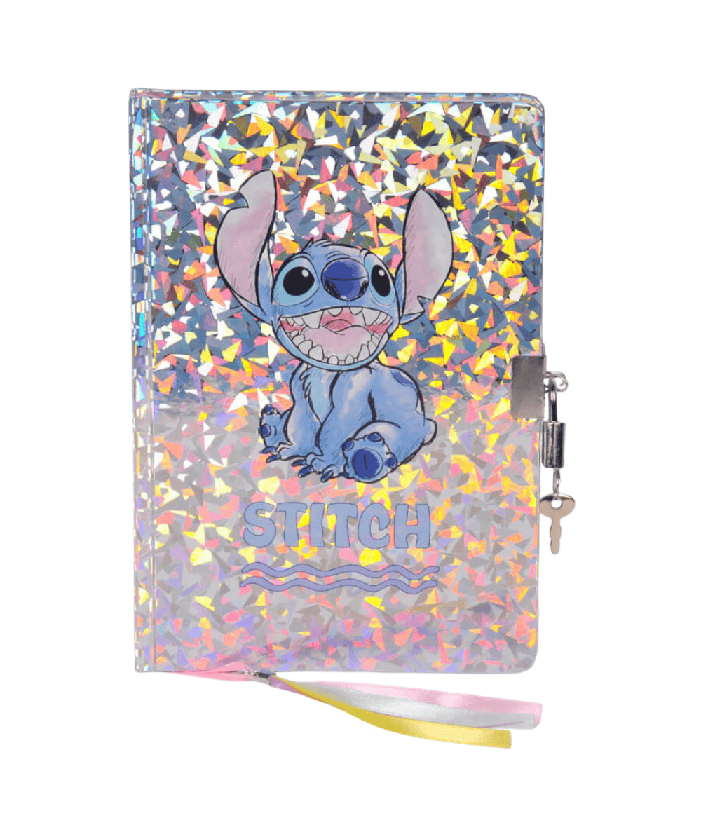 Holograficzny PAMIĘTNIK ZE STITCHEM PASO w linie notes na kł&oacute;dkę A5