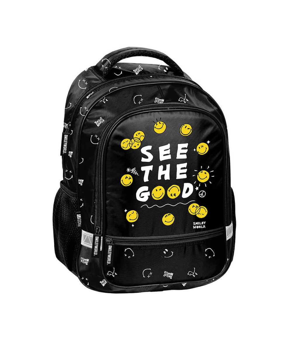 Plecak szkolny w emotki do 1 klasy PASO SMILEY WORLD