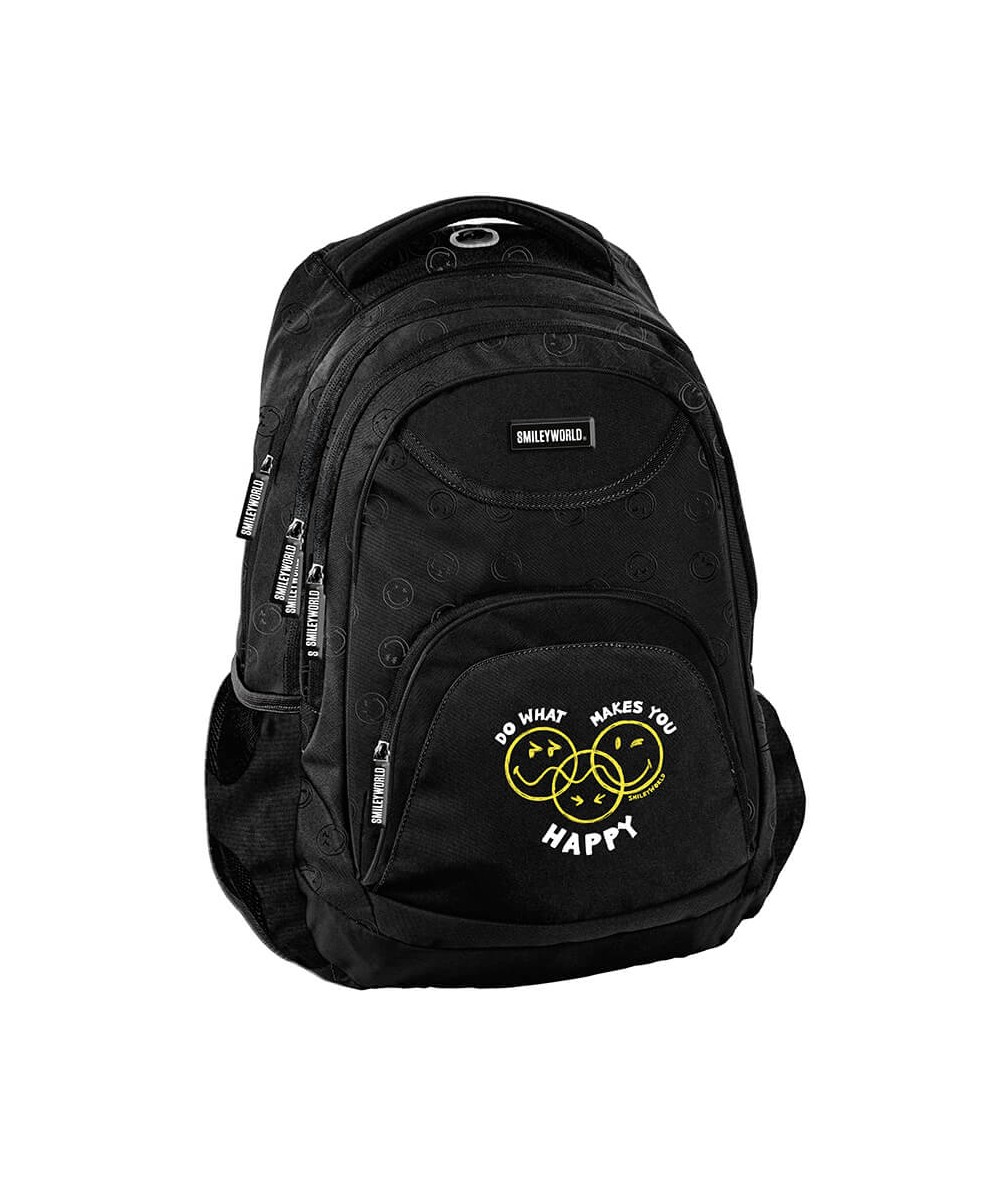 Plecak do 1 klasy klasyczny czarny w emotki SMILEY WORLD PASO