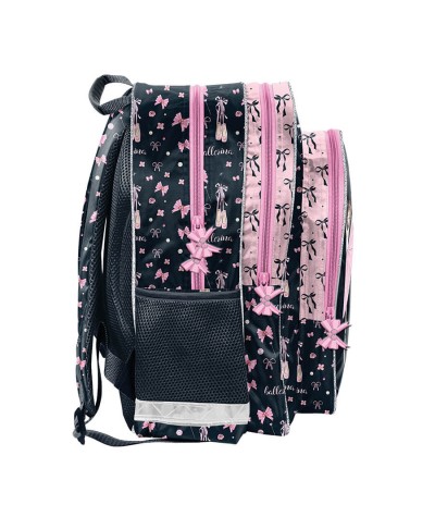 Lekki plecak 2 komorowy PASO z baletnicą czarno-r&oacute;żowy