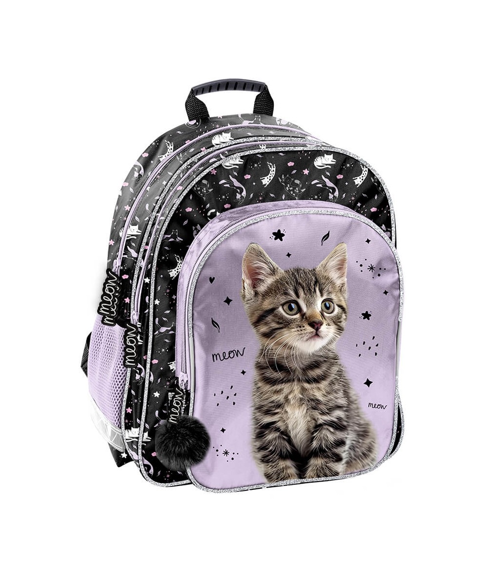 Fioletowy plecak z kotkiem PASO do 1 klasy