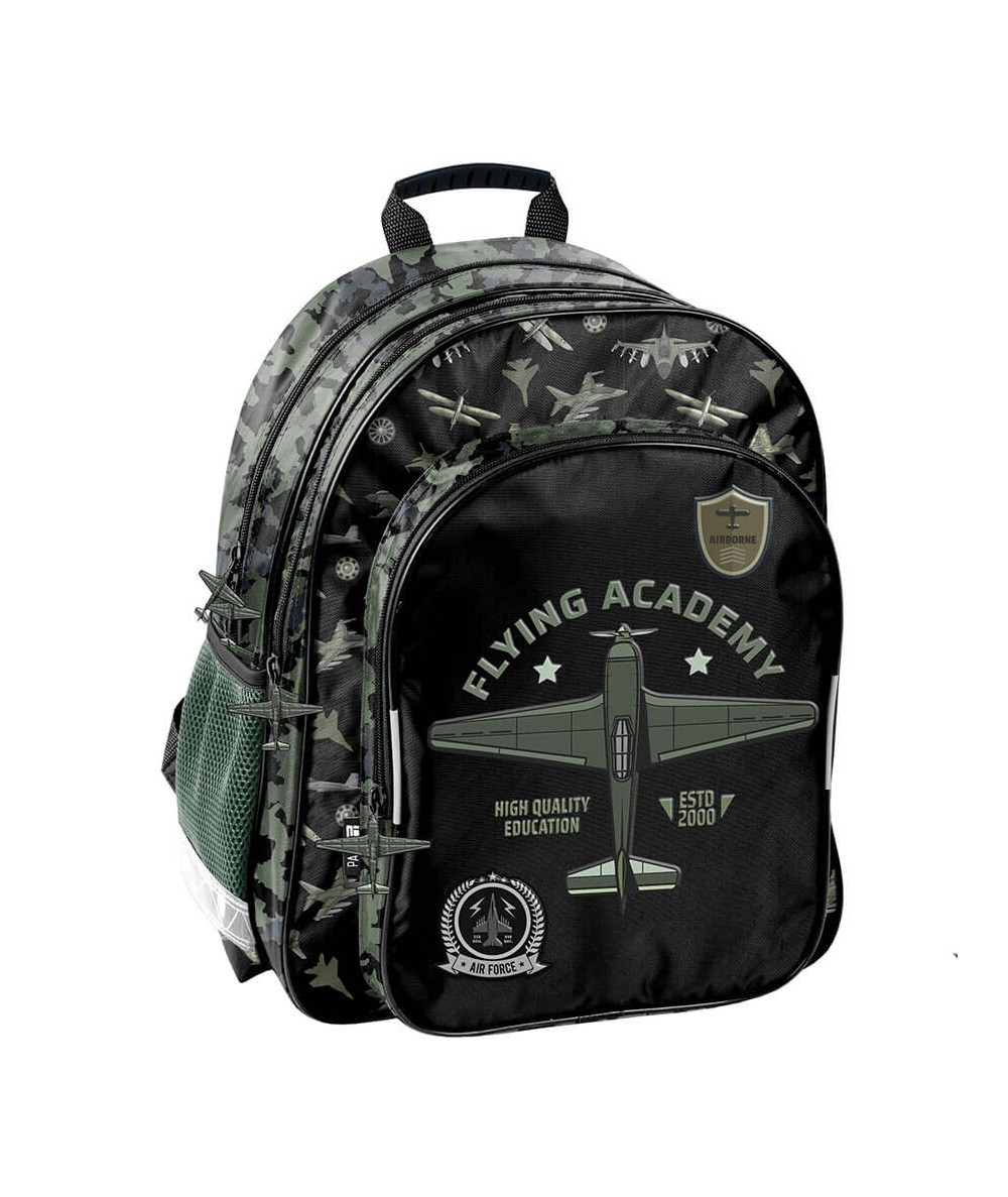 Czarny plecak z samolotem MORO PLANE FLYING ACADEMY PASO