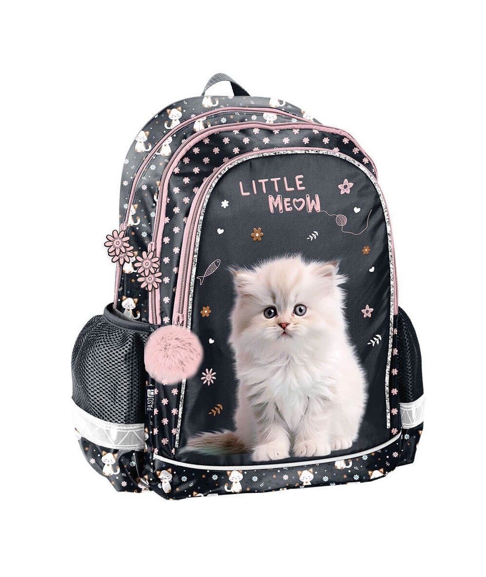 Plecak z kotem do 1 klasy czarny PASO