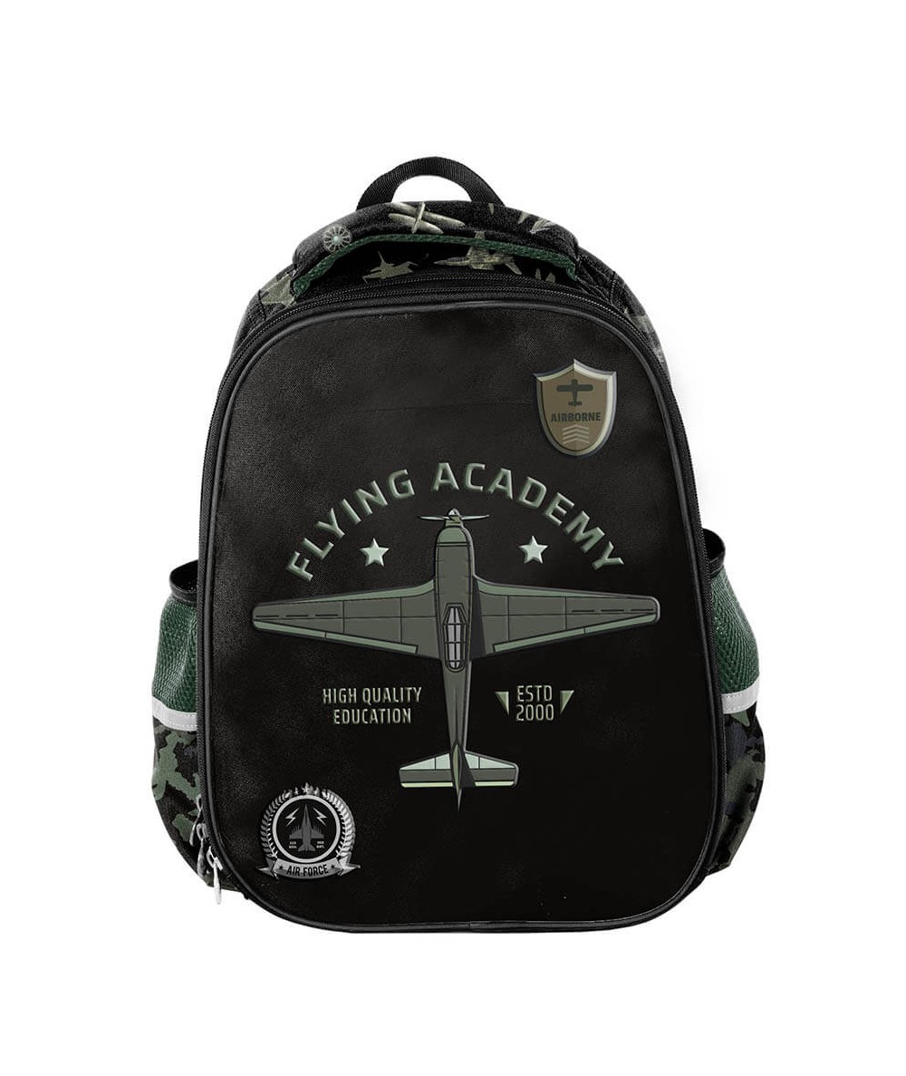 Czarny plecak z samolotem militarny PASO
