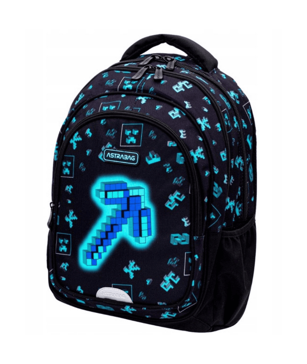 Plecak z mieczem z Minecrafta czarny niebieski DARK PIXEL ASTRA
