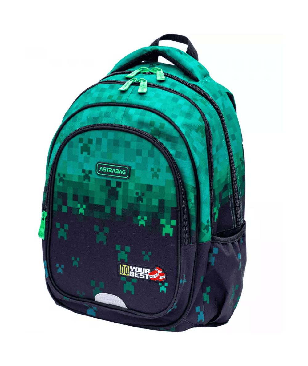 Zielony plecak dla nastolatka MInecraft w piksele ASTRABAG