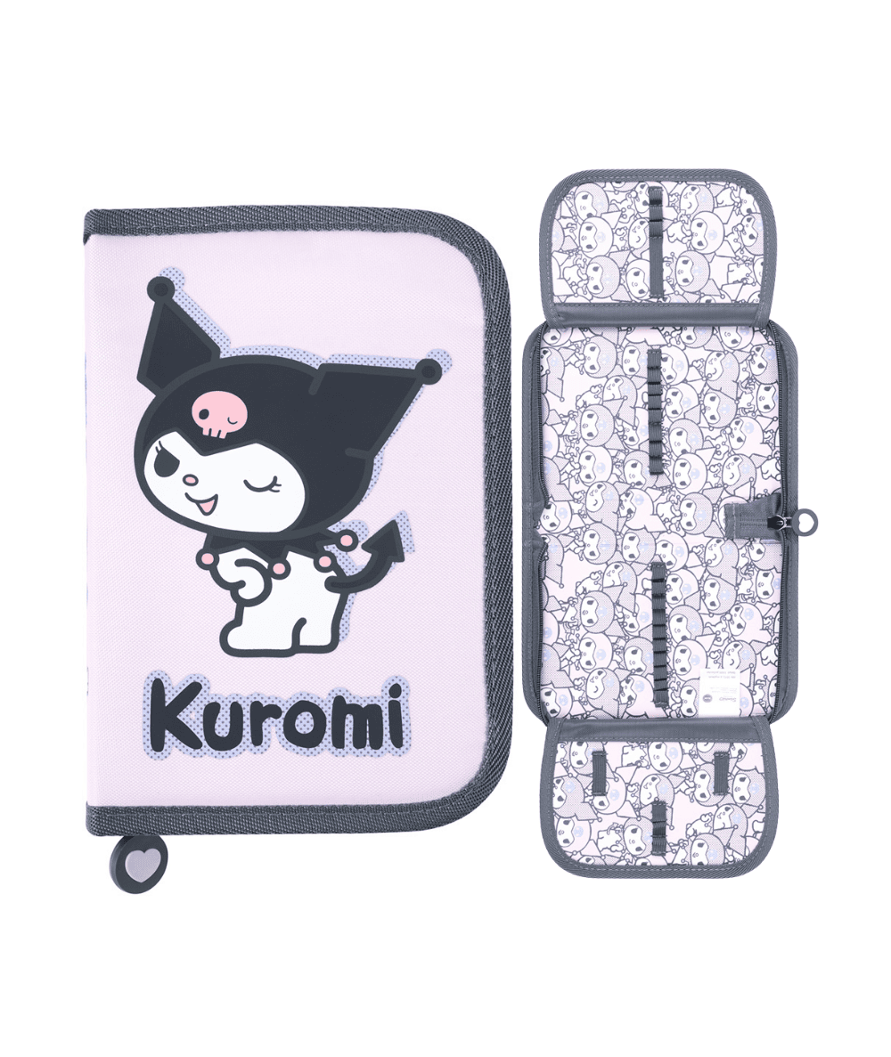 Jasny pi&oacute;rnik do 1 klasy z KUROMI ST.MAJEWSKI Pi&oacute;rnik rozkładany KUROMI PINK dwuklapkowy bez wyposażenia St.Majewski r&oacute;żowy