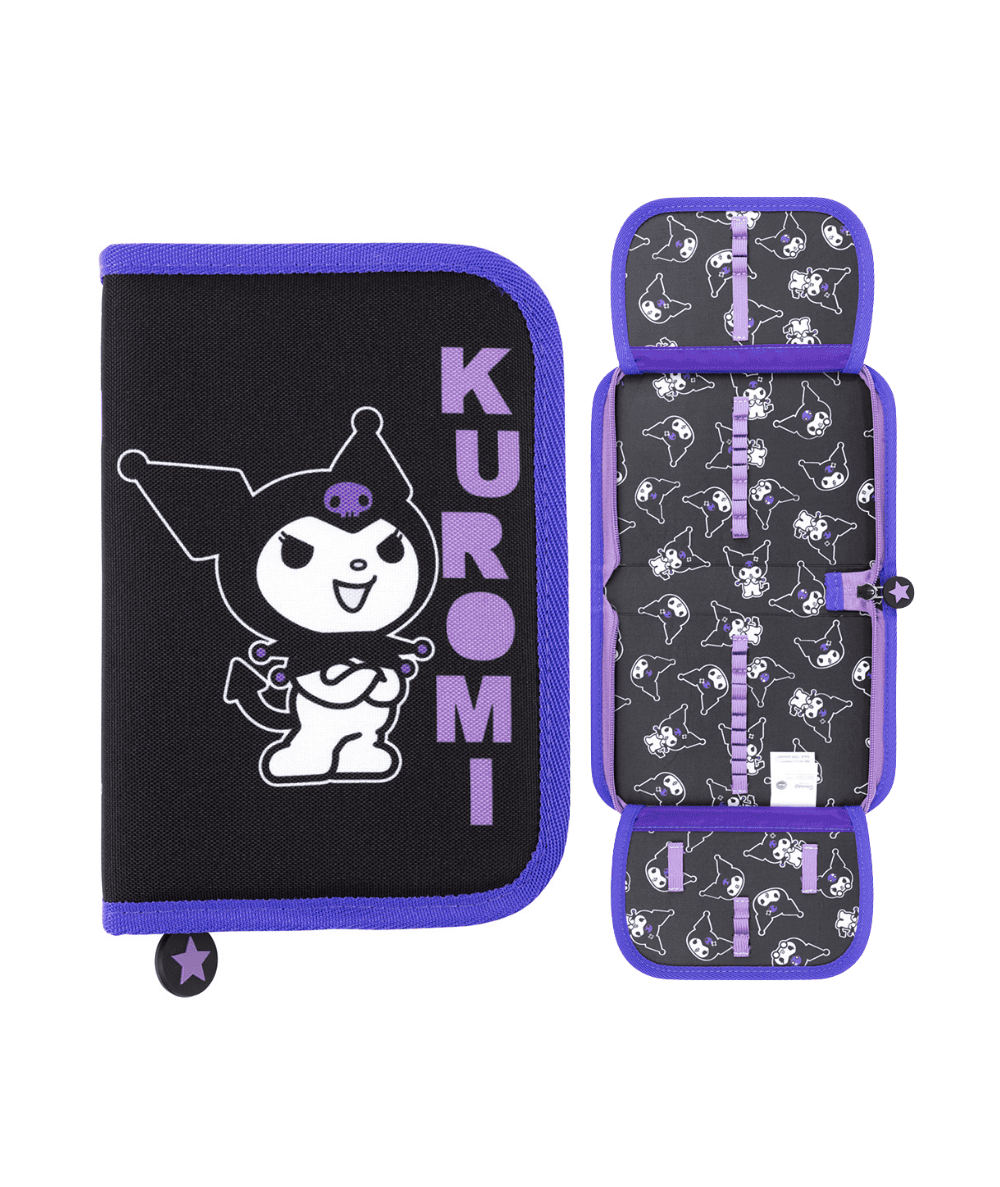 Pi&oacute;rnik do klas 1-3 płaski czarny z kuromi St.Majewski