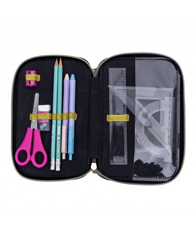 Duży pi&oacute;rnik z wyposażeniem KOTEK ASTRA FLUFFY KITTY BLACK