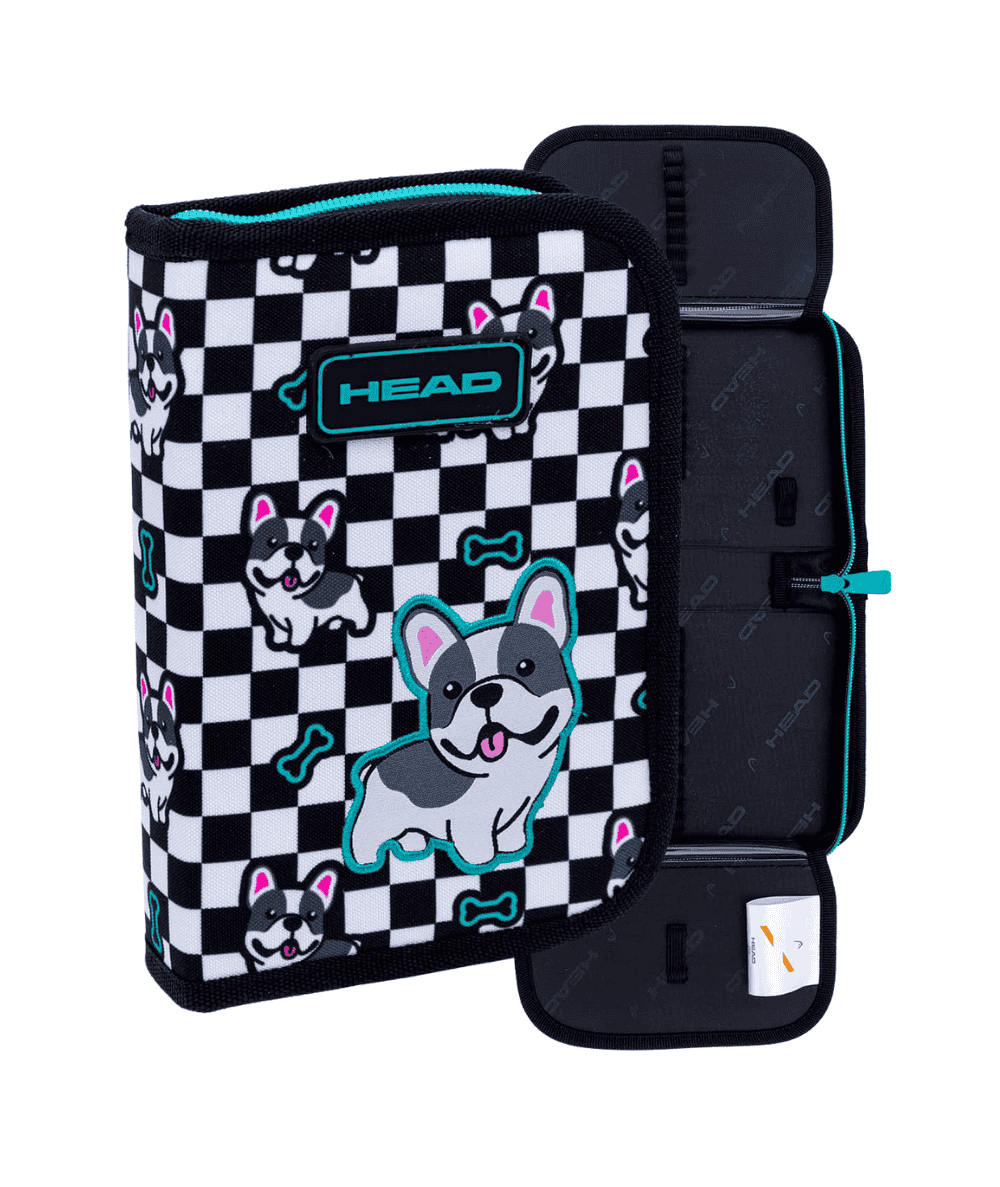 Pi&oacute;rnik w szachownicę i buldogi CUTE PUPPY HEAD