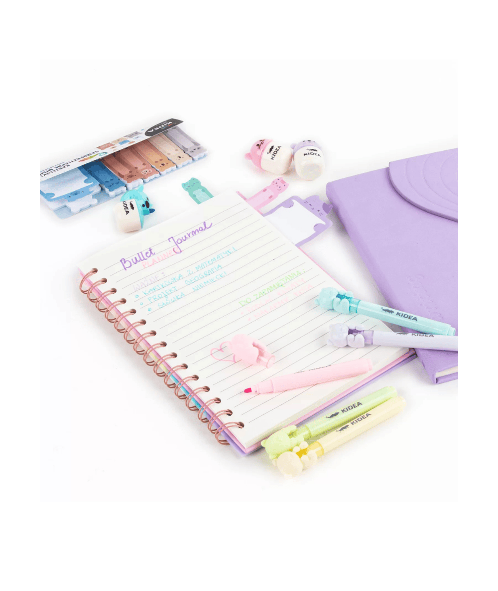 Karteczki samoprzylepne KIDEA indeksujące KOTKI A 7 bloczk&oacute;w pastelowe