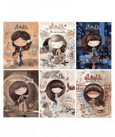 Mały notes ANEKKE z laleczką 9x12cm A6 MIX WZOR&Oacute;W 1szt. 25k. w linie