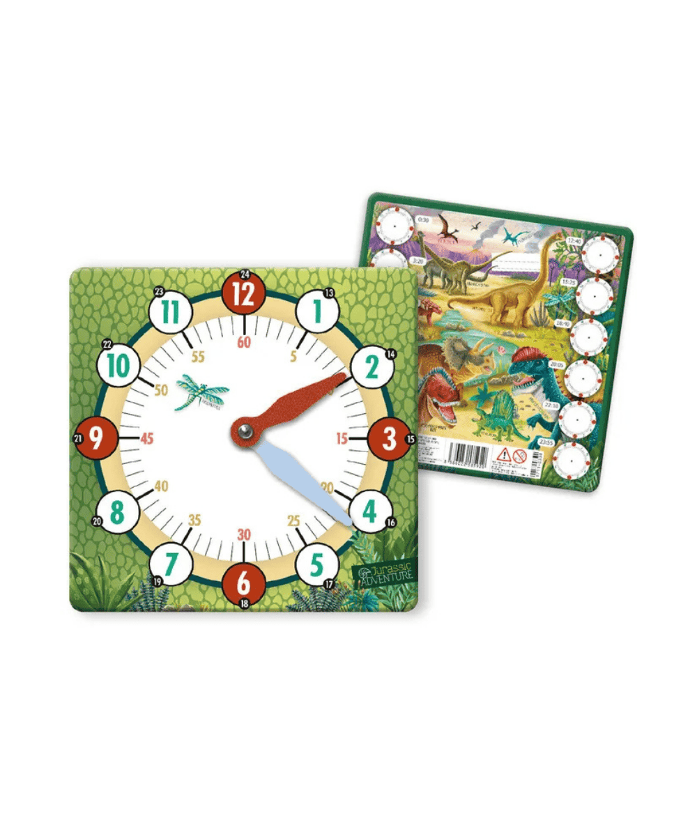 ZEGAR do nauki godzinDINOZAURY Jurassic ADVENTURE Argus papierowy ze wskaz&oacute;wkami