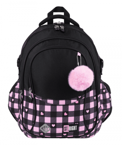 Plecak w szachownice czarno-r&oacute;żowy PINK CHECKERED ST.RIGHT BP01