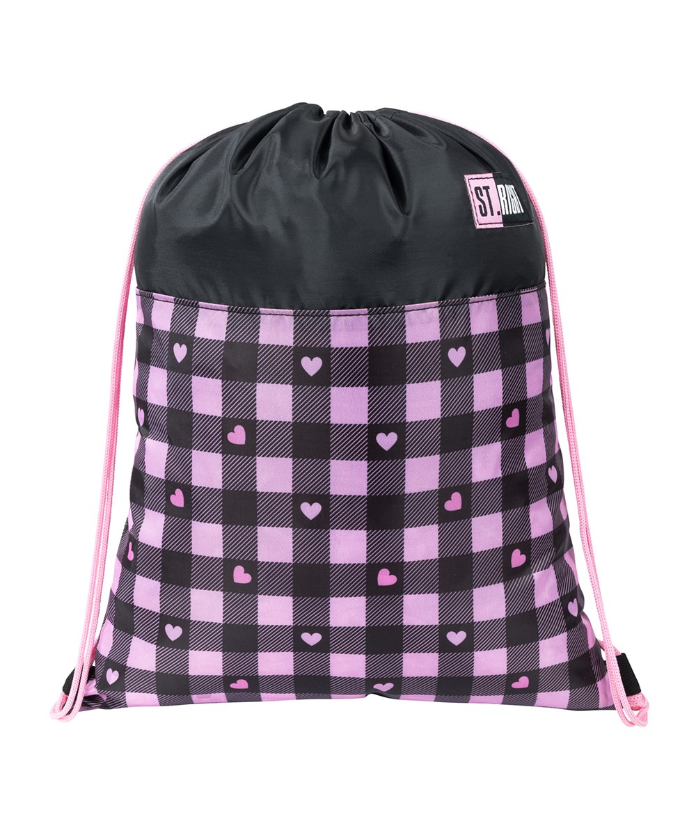 R&oacute;żowy worek w czarną szachownicę i w serduszka ST.RIGHT PINK CHECKERED