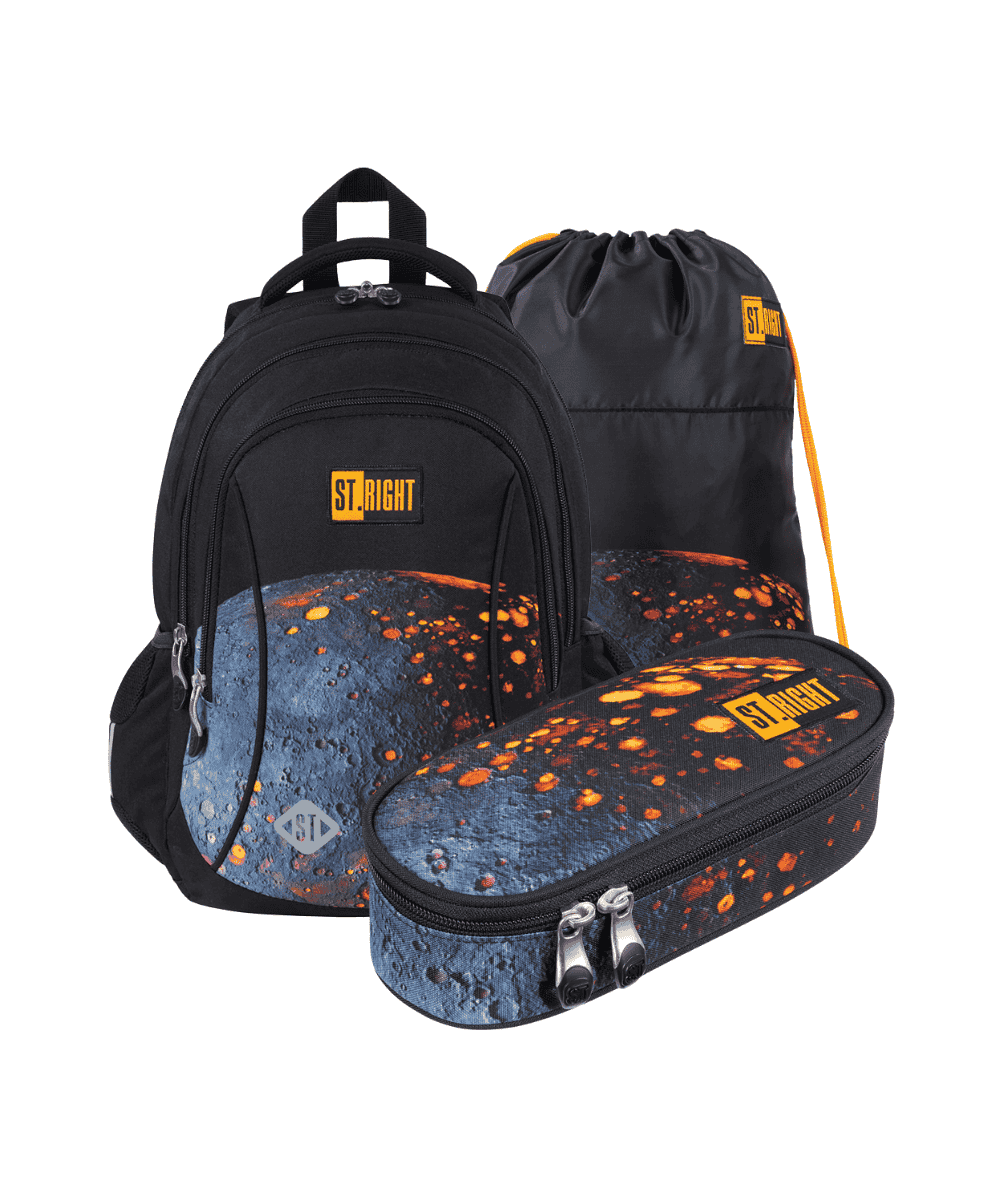 Zestaw plecak 3 elem. dla chlopca ST.RIGHT VOLCANIC MOON