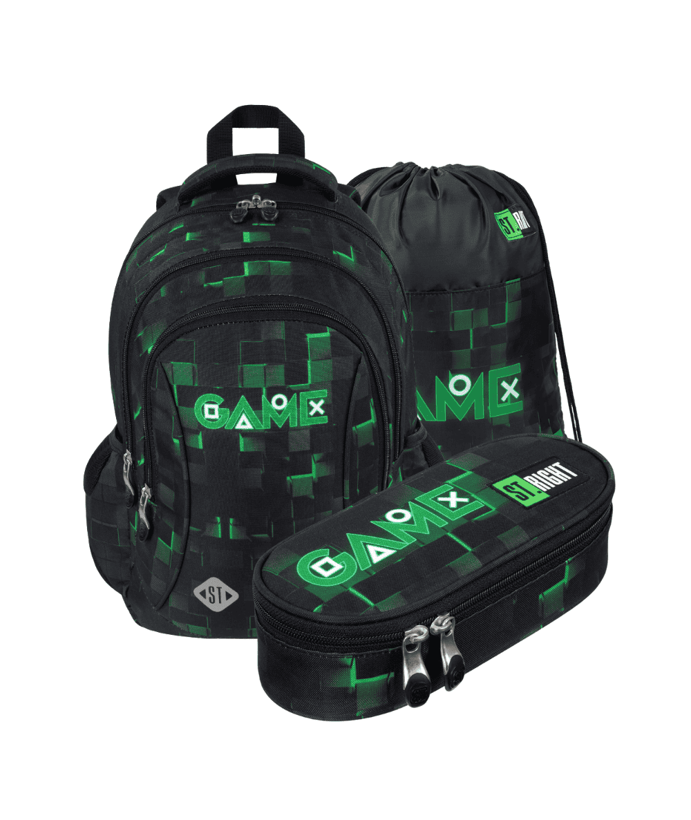 Komplet do 1 klasy PLECAK PI&Oacute;RNIK WOREK GREEN GAME ST.RIGHT