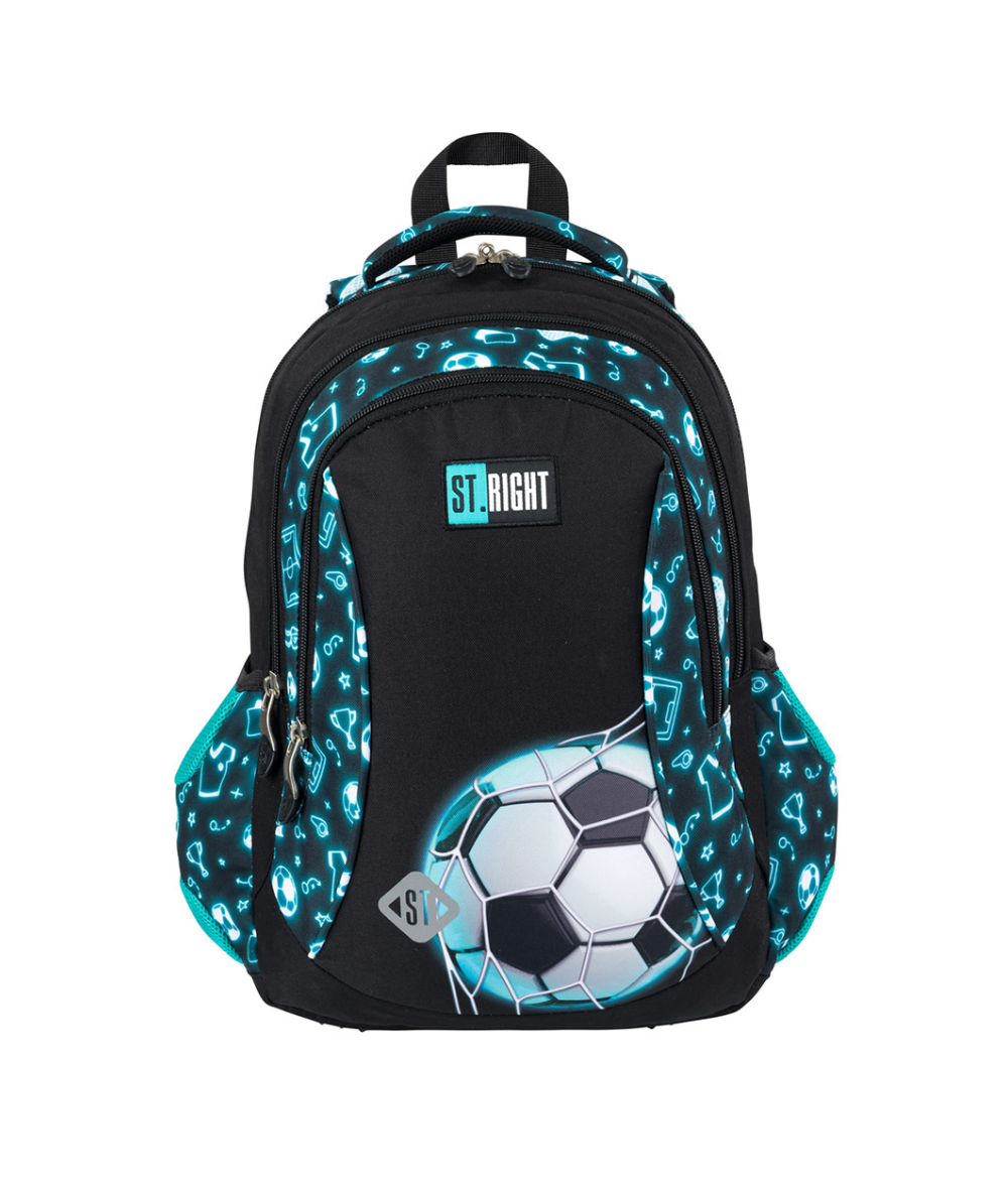 Czarny plecak wczesnoszkolny ST.RIGHT NEON FOOTBALL BP26