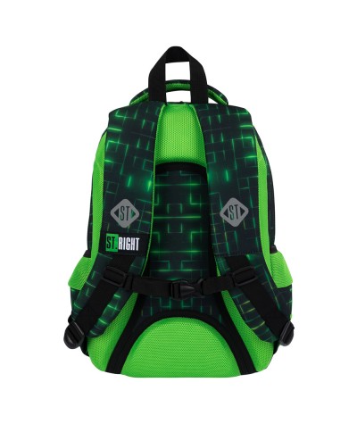 Plecak z paskiem piersiowym zielony z padem w piksele NEON PAD STRIGHT