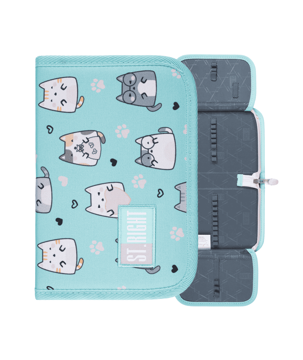 Pi&oacute;rnik rozkładany w koty CHARMING CATS miętowy