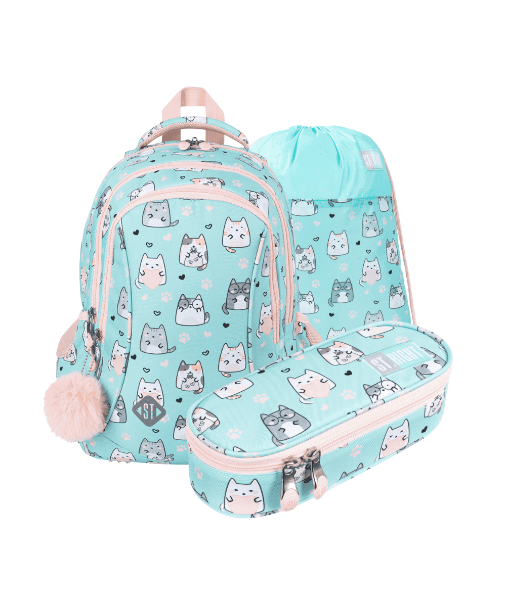 Zestaw z plecakiem i pi&oacute;rnikiem + worek  ST.RIGHT CHARMING CATS BP26