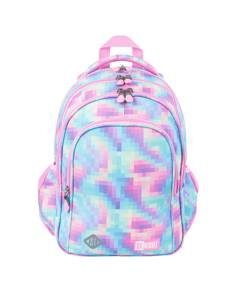 R&oacute;żowy plecak w piksele do 1 klasy PASTEL PIXELS STRIGHT