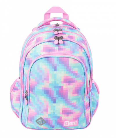 R&oacute;żowy plecak w piksele do 1 klasy PASTEL PIXELS STRIGHT